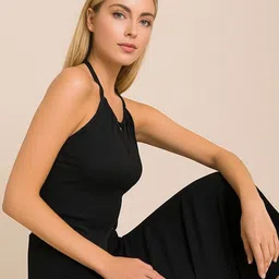 R.Code by The Roadster Life Co. Ribbed Halter Neck Fitted Crop Top image 2
