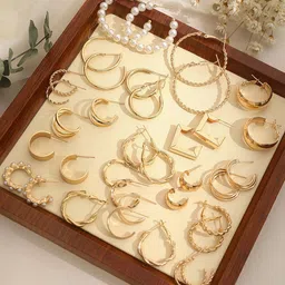 Jewels Galaxy Contemporary Half Hoop Earrings-picture-34