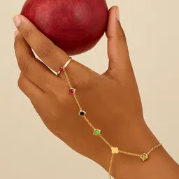 The Jewellery Tale Stainless Steel Gold-Plated Stones Studded Ring Bracelet-picture-25