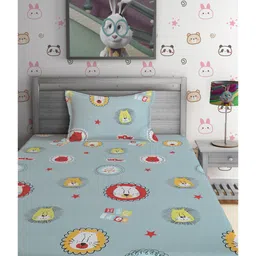 Hosta Homes 280 GSM Glaced Cotton Printed Double Bed Sheet With 1 Pillow Cover - Grey image 2