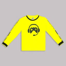 Unicorns Full Sleeves Video Game Printed Co Ord Set - Yellow & Black image 3