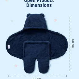 ZOE Supersoft Hooded Wearable Blanket Cum Wrapper with I Love You Mom Patch Detailing -Navy Blue image 3