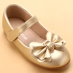 Babyoye Velcro Closure Ballerina With Bow Applique - Golden image 3