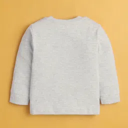 BUMZEE Cotton Knit Full Sleeves Happy In The Forest Text Printed Night Suit Set - Brown & Grey image 4