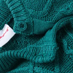 Babyhug Knit Full Raglan Sleeves Pullover Sweater with Cable Knit Design - Teal Blue image 4