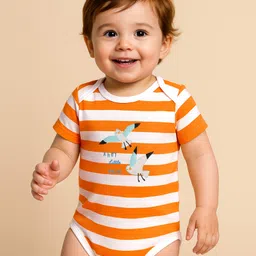 Babyoye 100% Cotton Knit Half Sleeves & Sleeveless Bird Printed Onesies With Leggings - Multicolor image 4