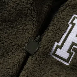 Babyoye Woven Full Sleeves Bomber Jacket With Alphabet Patch - Dark Brown & White image 4