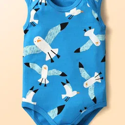 Babyoye 100% Cotton Knit Half Sleeves & Sleeveless Bird Printed Onesies With Leggings - Multicolor image 5