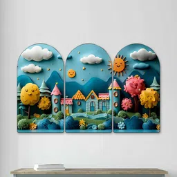 Myntra Elegant Homes Multicoloured Set of 3 Piece MDF Wall Paintings image 3