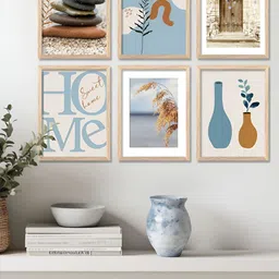 Kotart Brown & Blue 6 Pieces Abstract Printed Wooden Wall Art-image-53