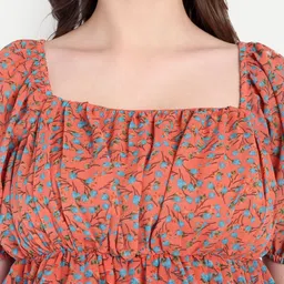 R.Code by The Roadster Life Co. Floral Print Puff Sleeve Peplum Top image 2