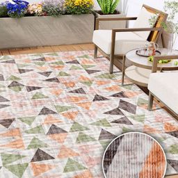 Kaleen India Green Geometric Anti-Skid Polyester Carpet-picture-1