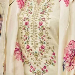 KALINI Women Floral Embroidered Regular Thread Work Kurta with Trousers & With Dupatta image 3