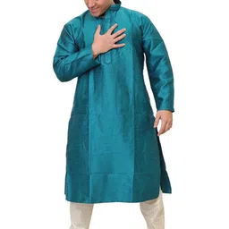 Exotic India Men Regular Thread Work Kurta with Churidar-picture-29