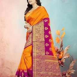 DIVASTRI Woven Design Zari Pure Silk Banarasi Saree image 4