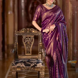 BerMondsey Ethnic Motifs Woven Design Zari Banarasi Saree image 4