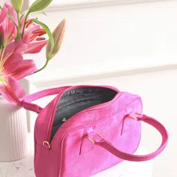 BOXWISH BY BHUMIKA Suede Structured Sling Bag with Bow Detail image 5