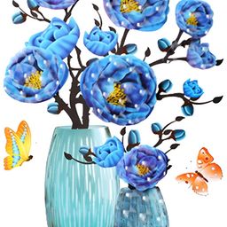 Jaamso Royals Blue & Yellow 3D Floral Printed Self Adhesive Wallpaper-picture-3