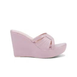 JM Looks Women Open Toe Wedge Mules image 5