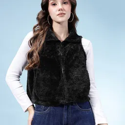 glitchez Faux Fur Trim Crop Jacket image 2