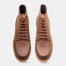 KOZASKO Men Goodyear Welted Brown Oiled Leather Moctoe Boot image 4