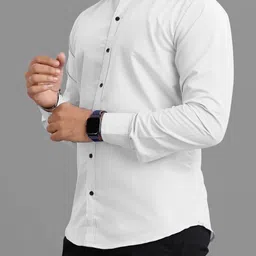 vtexx Men Regular Fit Solid Spread Collar Formal Shirt image 4