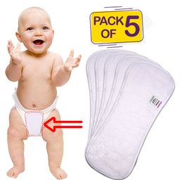 Bembika 4 Layer Cotton Nappy Inserts Pack Of 5 - White-picture-21