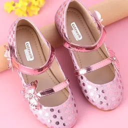Cute Walk by Babyhug Party Wear Belly Shoes Butterfly Applique - Pink-image-83