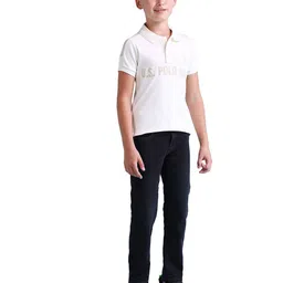 U.S. Polo Assn. Kids Boys Brand Logo Printed Polo Collar Pure Cotton T-shirt image 5