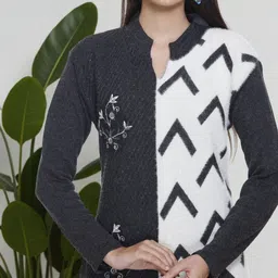 The Zigar Studio Women Colourblocked Regular Patchwork Pure Wool Kurta with Trousers & With Dupatta image 3