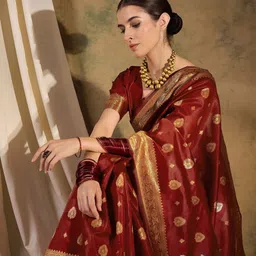 Desi Fusion Woven Design Zari Art Silk Handloom Saree image 5