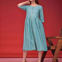 Moda Rapido Striped Cotton Round Neck Anarkali Kurta-picture-6