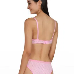 samvar Women Pink Cotton Bra Panty Set for Lingerie Set Undergarments Pack of 1 image 3