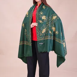 SWI Stylish Floral Embroidered Thread Work Pashmina Pure Woollen Shawl image 5