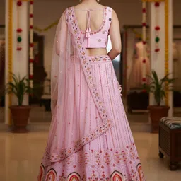 TIKODI Embellished Sequinned Semi-Stitched Lehenga & Blouse With Dupatta image 4