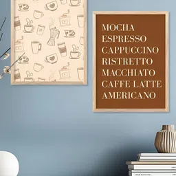 Kotart Brown & Cream-Coloured 2 Pieces Wooden Restaurant Painting Wall Arts-image-43