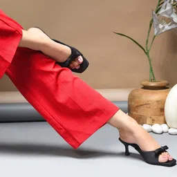 MiraMist Party Slim Heeled Mules with Bows image 2