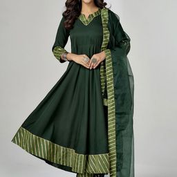 Anouk Rustic Women Ethnic Motifs Pleated Gotta Patti Kurta with Trousers & With Dupatta-picture-16