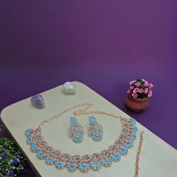 VATSALYA creation Rose Gold-Plated Artificial Stone Studded Jewellery Set-picture-13