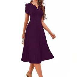TESSAVEGAS Puff Sleeve Fit & Flare Midi Dress image 2