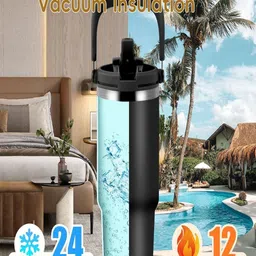 AANZIA Black Single Stainless Steel Abstract Single Wall Vacuum Water Bottle image 5