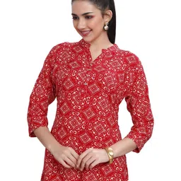 GREAT OUTFITS Women Ethnic Motifs Printed Mandarin Collar Short Kurti-image-0