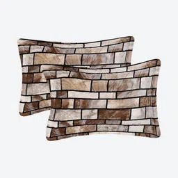 Monte Carlo Brown & Grey Geometric 300 TC King Bedsheet with 2 Pillow Covers 371 GSM image 2