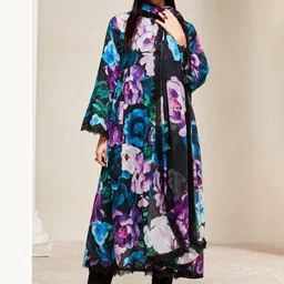 Indo Era Women Floral Embroidered Empire Thread Work Kurta with Trousers & With Dupatta-picture-20
