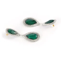 StyleCast Silver Plated Rhinestone Studded Teardrop Shaped Drop Earrings image 5