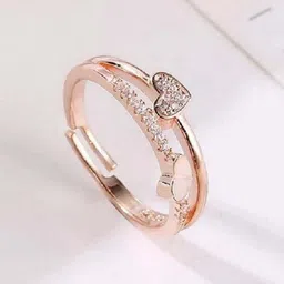 AGARWALPRODUCT Rose Gold-Plated Crystals-Studded Adjustable Finger Ring-picture-10