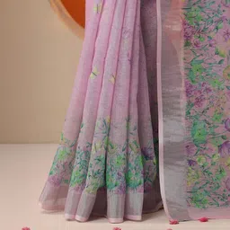 Libas Floral Printed Saree & Blouse Piece image 4