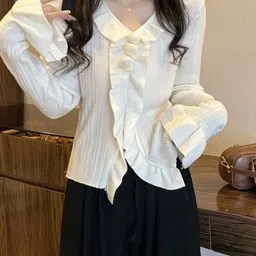 KPOP Women Ribbed Pullover image 2