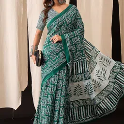 AMRUTKALA SAREES Ethnic Motifs Printed Pure Cotton Block Print Saree-picture-39