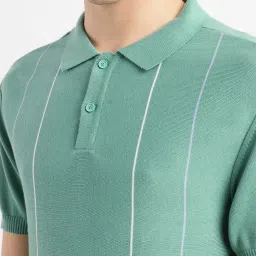 levi's Men's Striped Green Polo Collar Sweater image 5